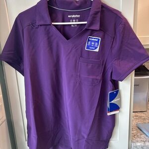 Scrubstar Woman's XS Active V-Neck With‎ Collar Scrub Top NEW Purple Stretch M